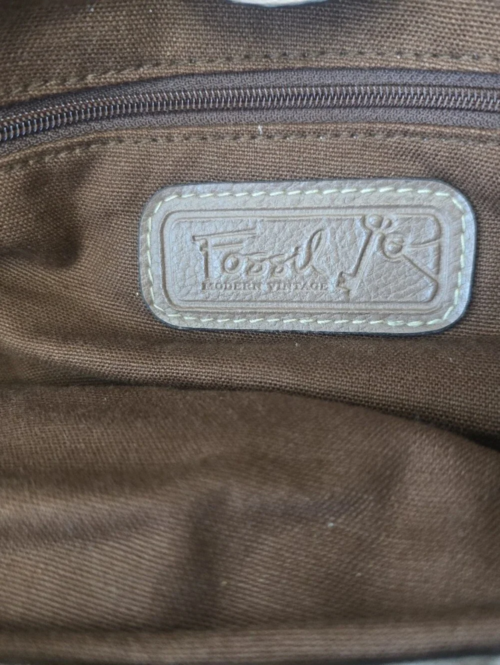 Fossil Key-Per Floral Canvas Hobo Shoulder Bag Brown Leather Trim